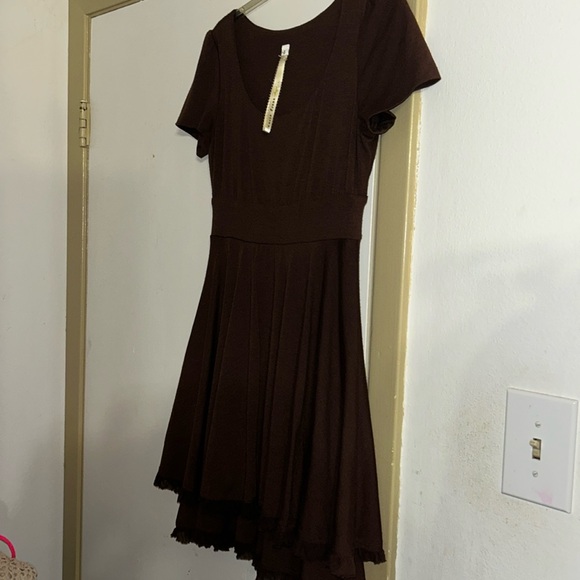 Uncle Frank Brown Dress Fit n Flare Short Sleeve Dress Size Small - Picture 6 of 10